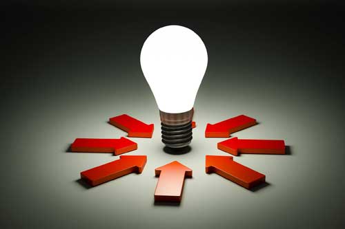 Arrows pointing to light bulb
